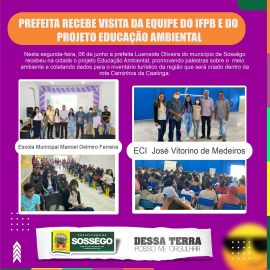 Prefeita de Sossêgo Lusineide Oliveira Recebe Visita da equipe do IFPB Campus Picuí e do Deputado Buba Germano